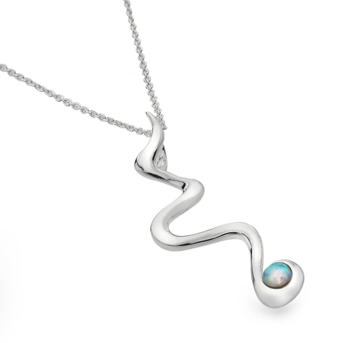 Silver Sea Snake Pendant Necklace Necklace Sea Gems Ltd