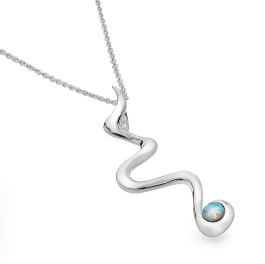 Silver Sea Snake Pendant Necklace Necklace Sea Gems Ltd