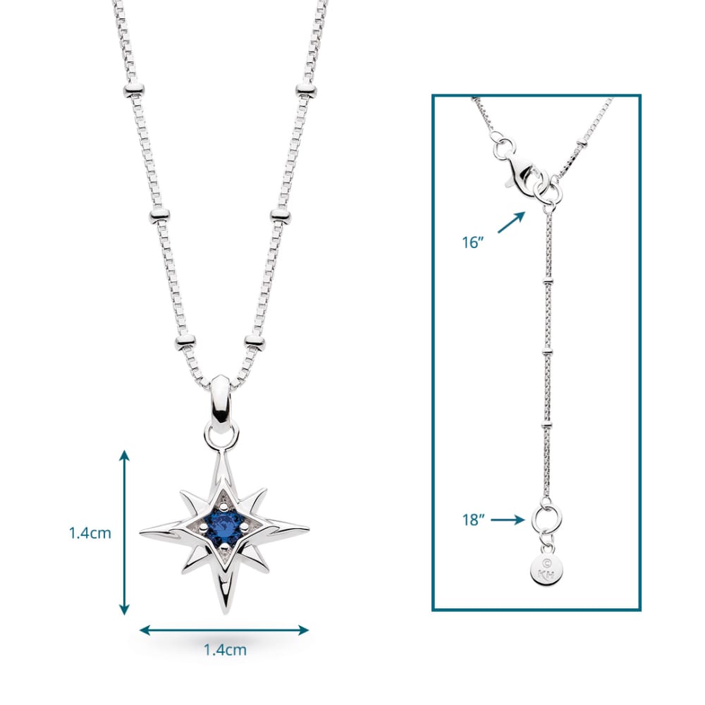 Necklace Silver September Aurora Birthstone Synthetic Sapphire Necklace