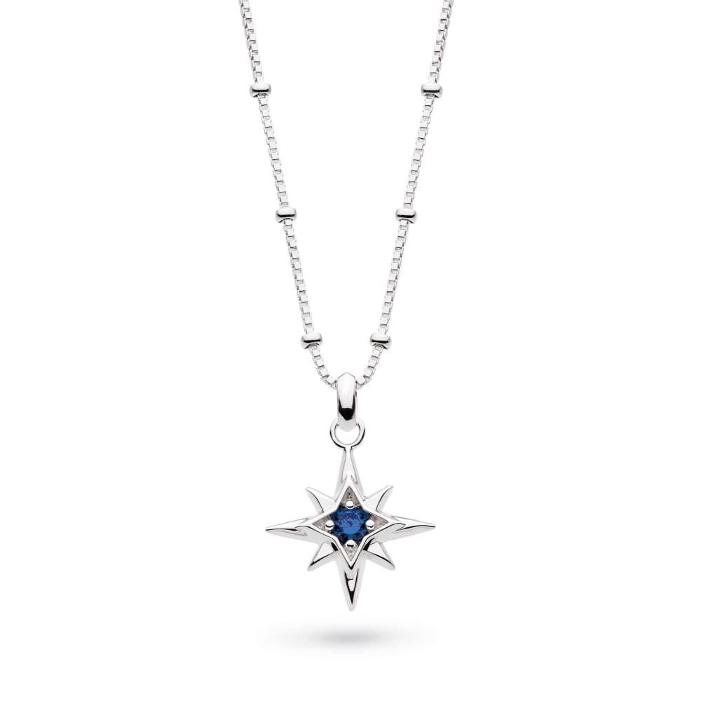 Necklace Silver September Aurora Birthstone Synthetic Sapphire Necklace