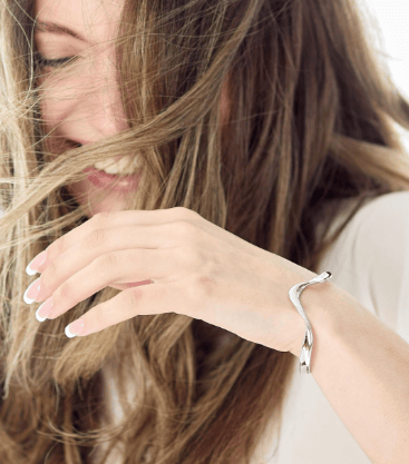 Bangle Silver Serenity Curve Cuff Bangle