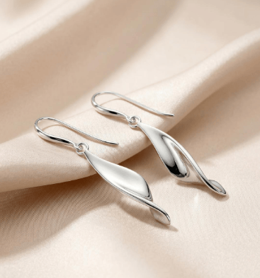 Earrings Silver Serenity Curve Drop Earrings