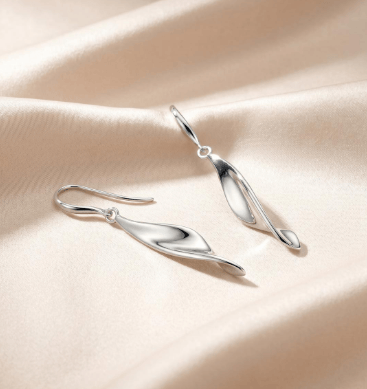 Earrings Silver Serenity Curve Drop Earrings