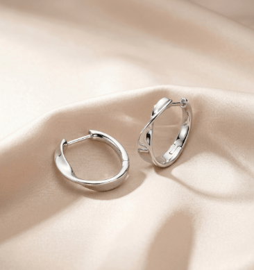 Earrings Silver Serenity Curve Hoop Earrings