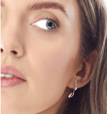 Earrings Silver Serenity Curve Long Stud Earrings