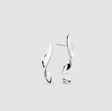 Earrings Silver Serenity Curve Long Stud Earrings
