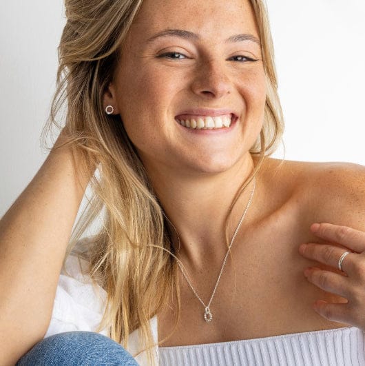 Silver Stone set Beaded Open Circle Pendant Necklace DEW