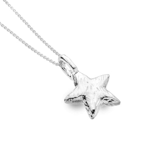 Silver textured chunky star pendant Necklaces Sea Gems Ltd