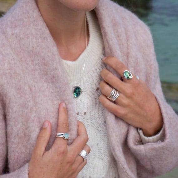 Silver textured water ripples ring Ring Sea Gems Ltd