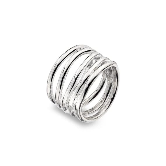 Silver textured water ripples ring Ring Sea Gems Ltd