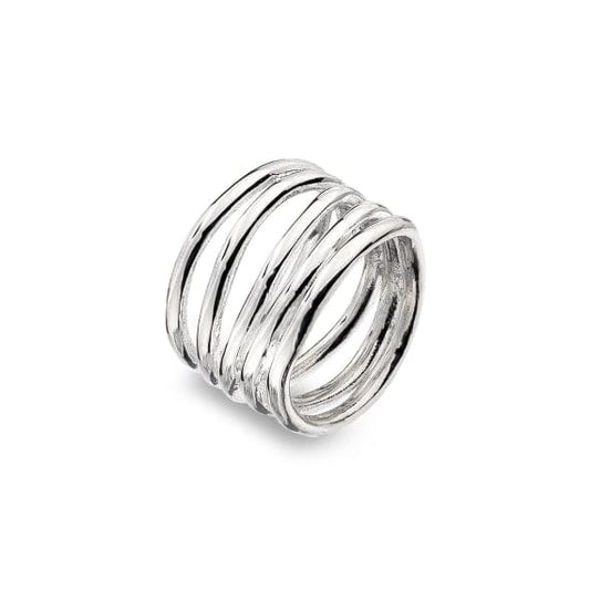 Silver textured water ripples ring Ring Sea Gems Ltd