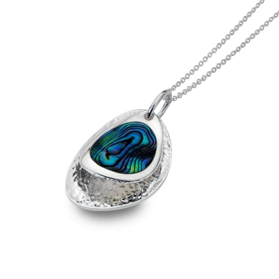 Silver two-piece pebble pendant with genuine Paua Shell Necklaces Sea Gems Ltd