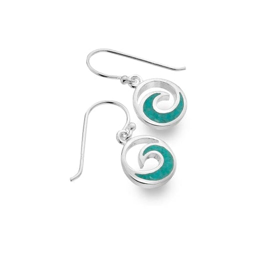 Silver wave drop earrings with Turquoise inlay Earringsse Sea Gems Ltd