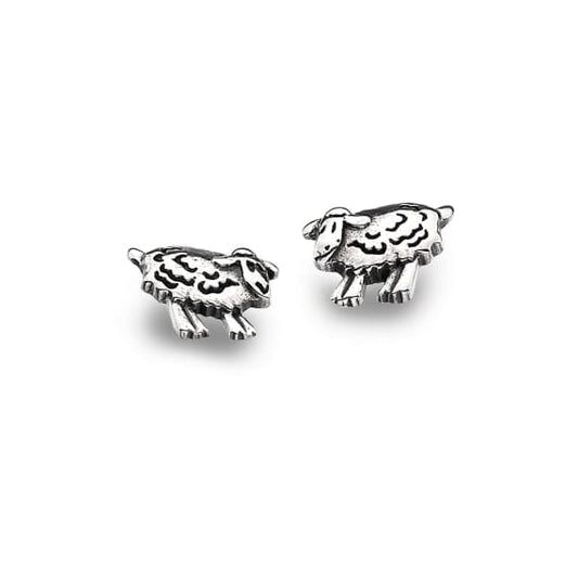 Simple silver detailed sheep stud earrings Earrings Sea Gems Ltd