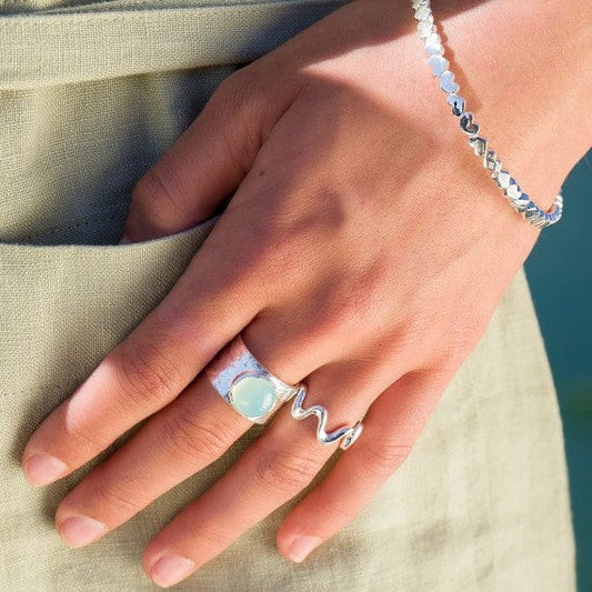 Sleek silver wave ring Ring Sea Gems Ltd