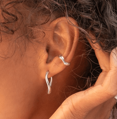 Stylish silver tapered twist hoop earrings Earrings Sea Gems Ltd
