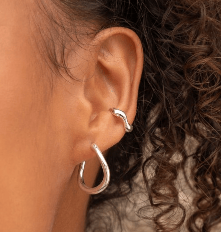 Stylish silver tapered twist hoop earrings Earrings Sea Gems Ltd