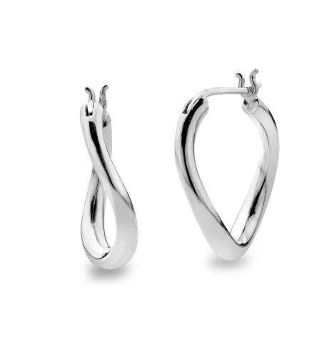 Stylish silver tapered twist hoop earrings Earrings Sea Gems Ltd