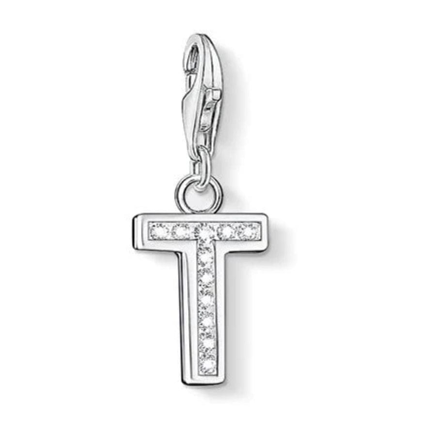 Thomas Sabo Silver T charm with stones 0242 Charm Thomas Sabo