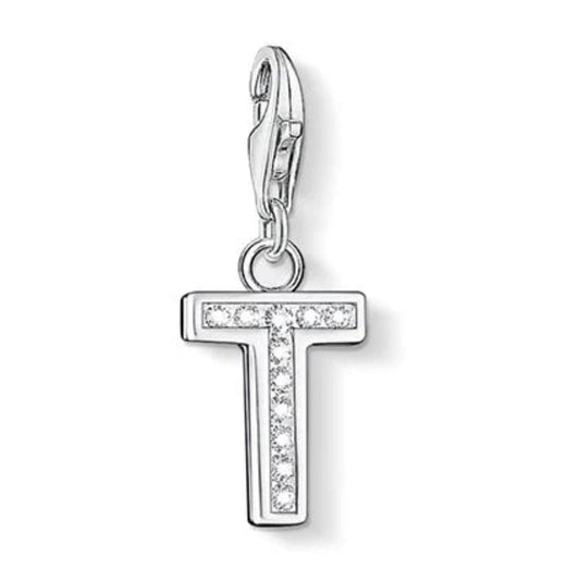 Thomas Sabo Silver T charm with stones 0242 Charm Thomas Sabo