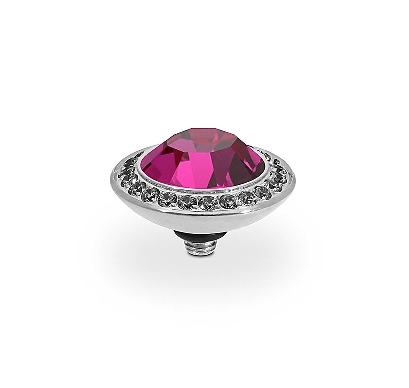 Tondo Deluxe Silver and Fuchsia Ring Gem Top, 13mm Ring Topper Qudo Composable Rings