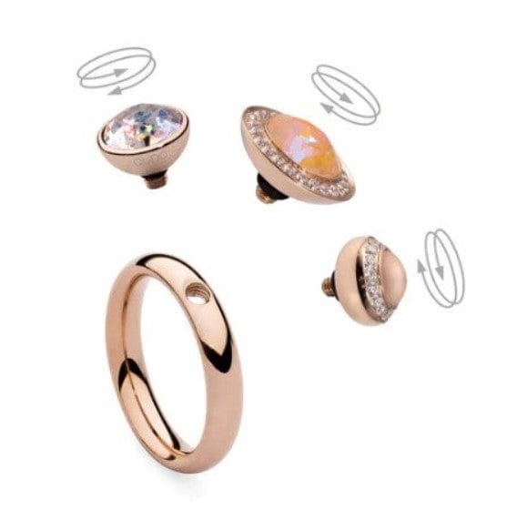 Tondo Deluxe Silver and Lotus Pink Delite Ring Gem Top, 13mm Ring Topper Qudo Composable Rings