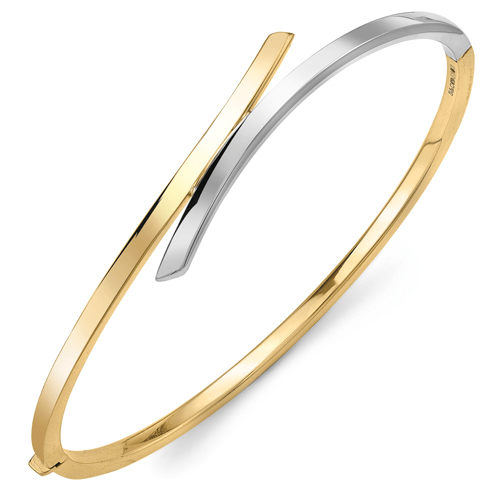 Two Tone Crossover 9ct Gold Bangle Bangle Stubbs