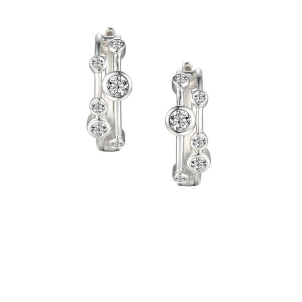 Silver CZ double bubble hoop earrings Earrings Amore   