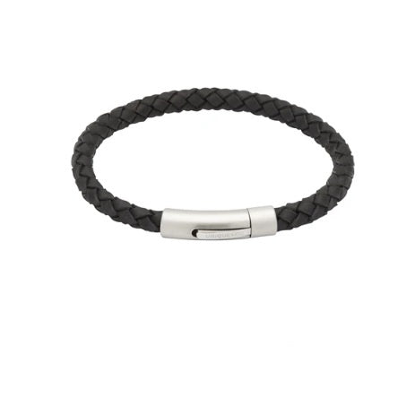 Black plaited bracelet with  matte steel clasp Bracelet Unique   
