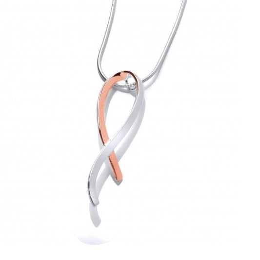 Silver and Rose gold ribbon pendant Pendant Cavendish French   