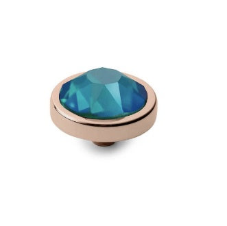 Qudo rose gold blue zircon shimmer swarovski 9mm canino ring top 615216 Ring Topper Qudo Composable Rings   