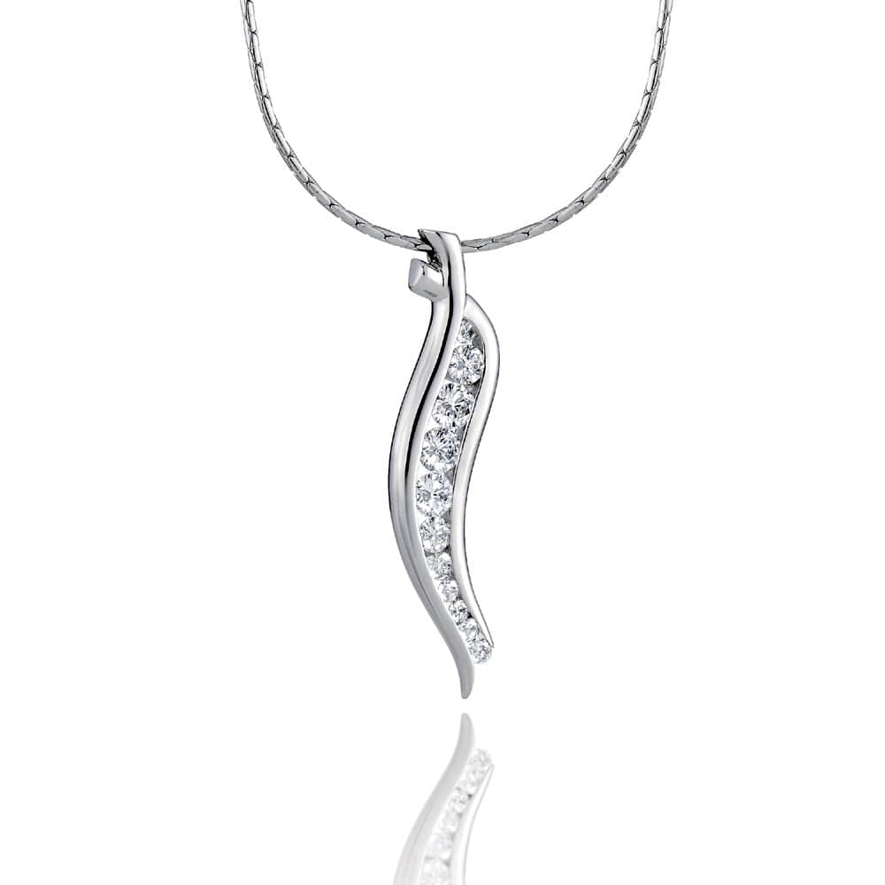 18ct White Gold 0.96ct Diamond cascade pendant Pendant Wharton