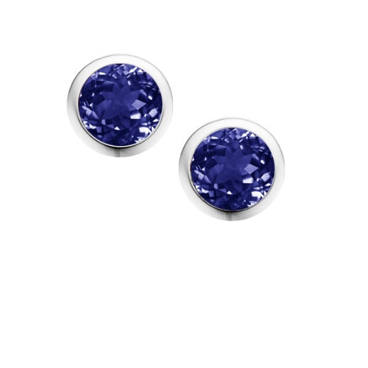Silver and Iolite 4mm round stud earrings Earrings Amore   