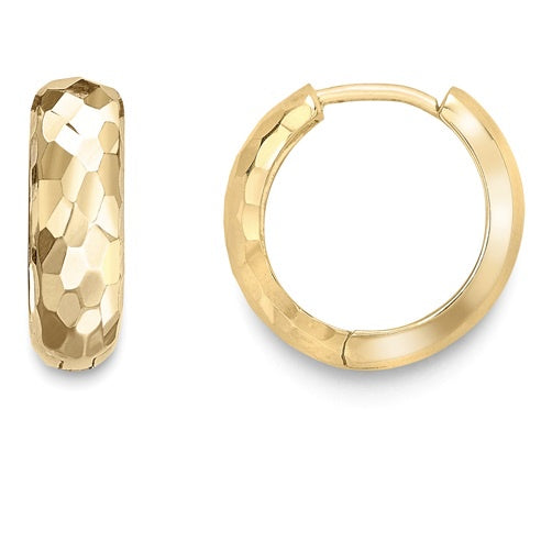 9ct Yellow gold faceted chunky hinged hoop earrings Earrings Stubbs   