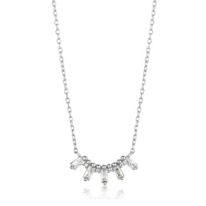 Silver CZ glow solid bar necklace Necklace Ania Haie   