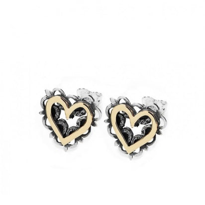 Linda Macdonald Silver and 9ct yellow gold vintage romance lace stud earrings Earrings Linda Macdonald   