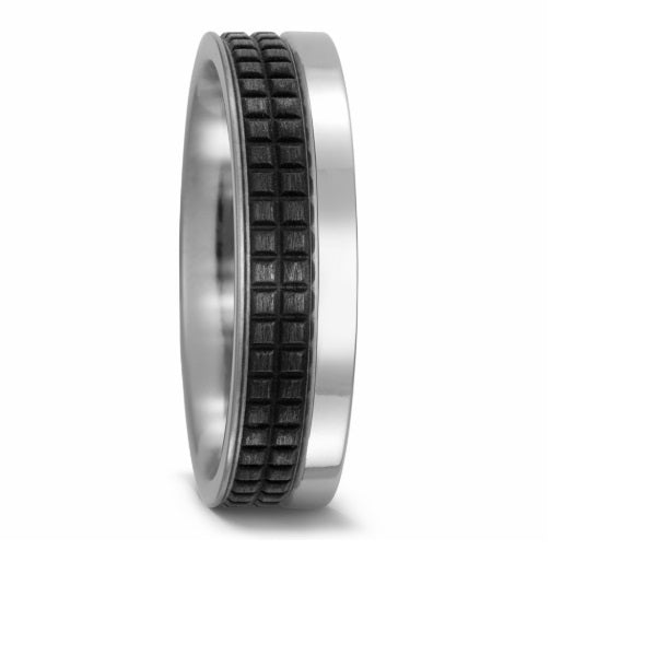Titanium band with a cubed carbon design size T 1/2 Ring Titan Factory   