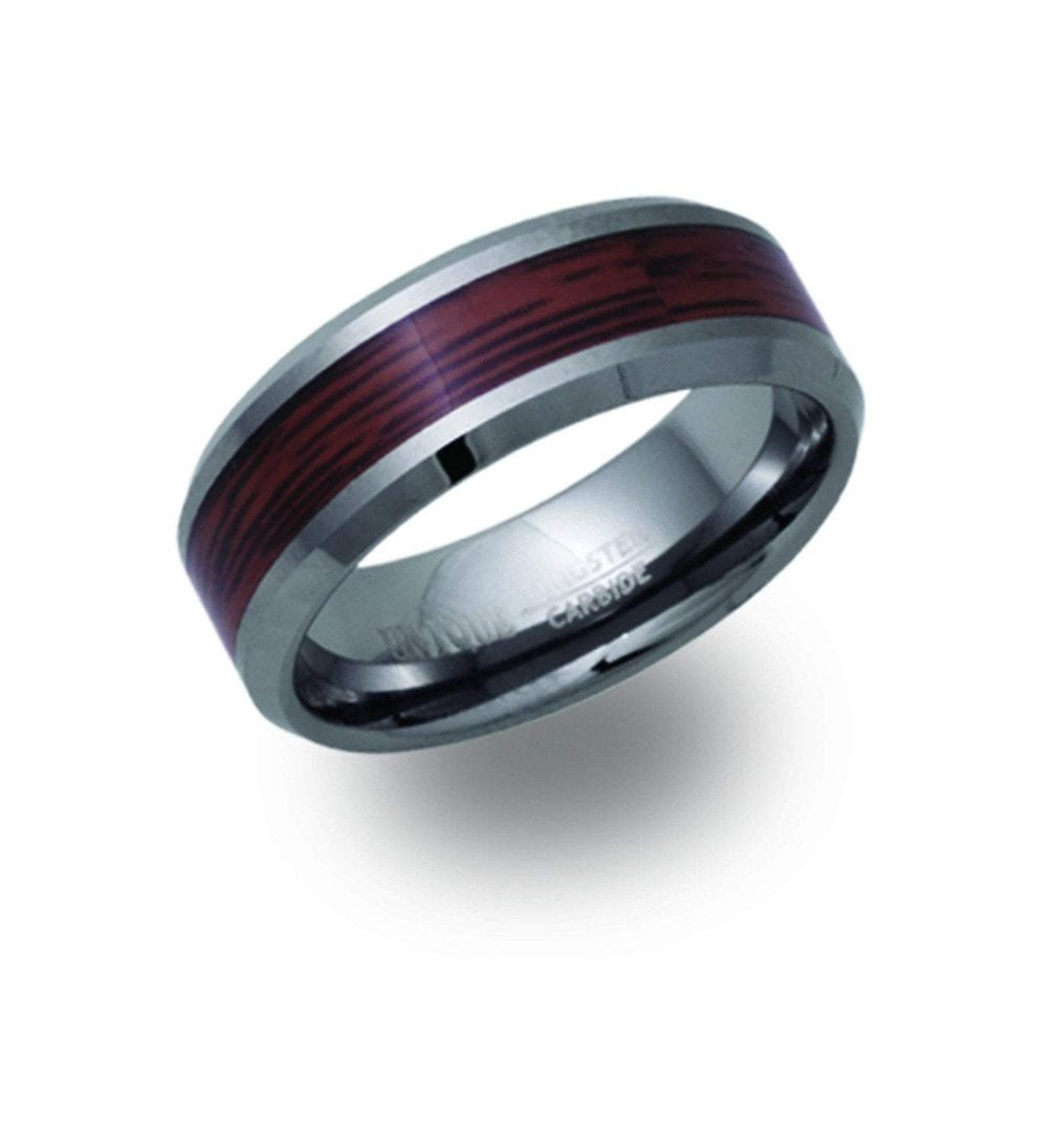 Tungsten carbide with wood inlay size S Ring Unique   