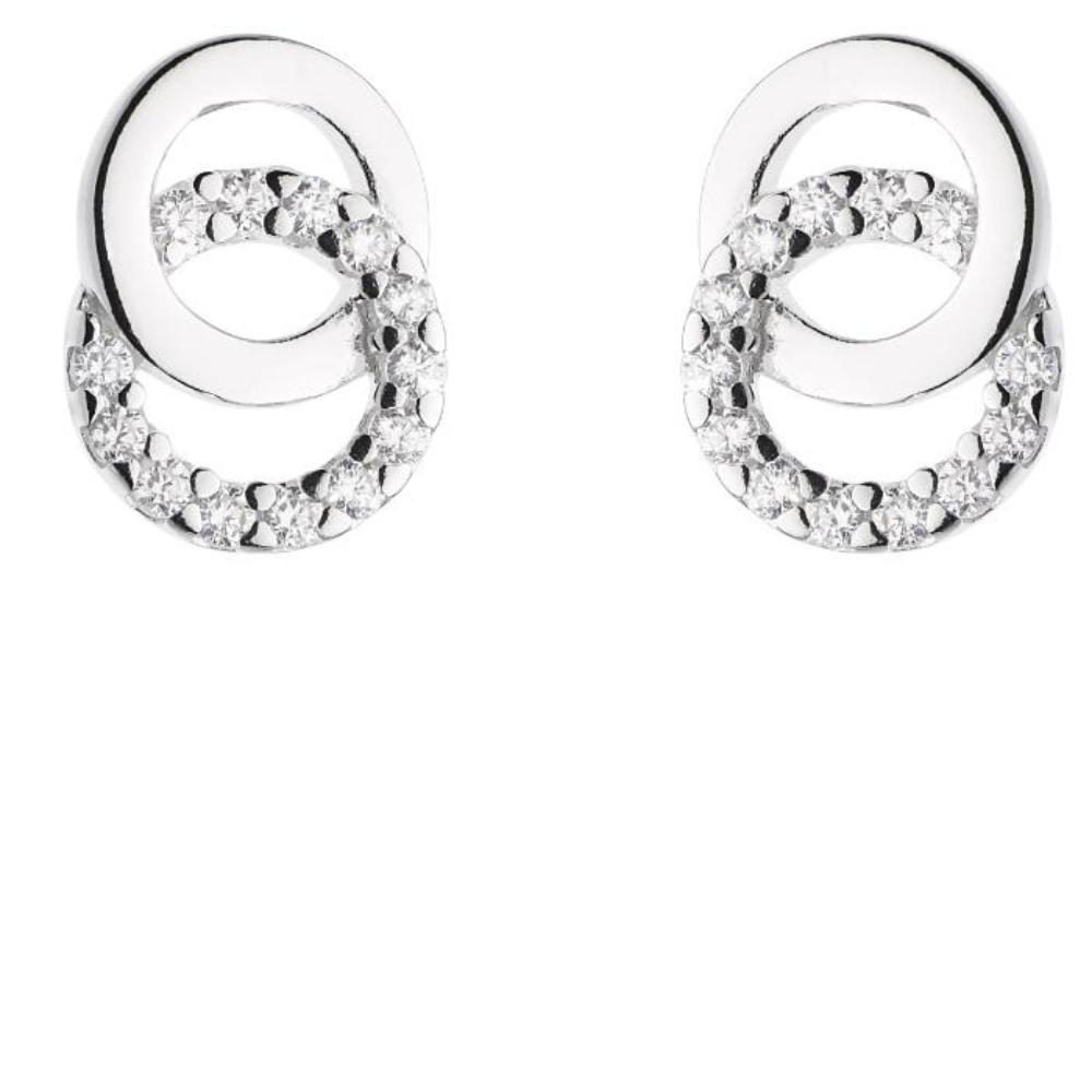 Silver and cubic zirconia double hoop stud earrings Earrings Rock Lobster Jewellery   
