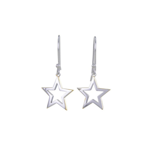 Silver shadow star hook earrings Earrings Reeves & Reeves   