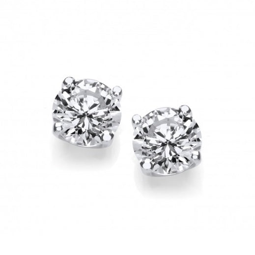 Silver Cubic zirconia round claw 4mm stud earrings Earrings Cavendish French   