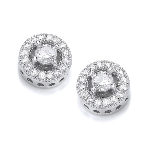 Silver cubic zirconia tiny round cluster studs Earrings Cavendish French   