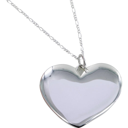 Silver engravable large heart pendant Pendant Reeves & Reeves   