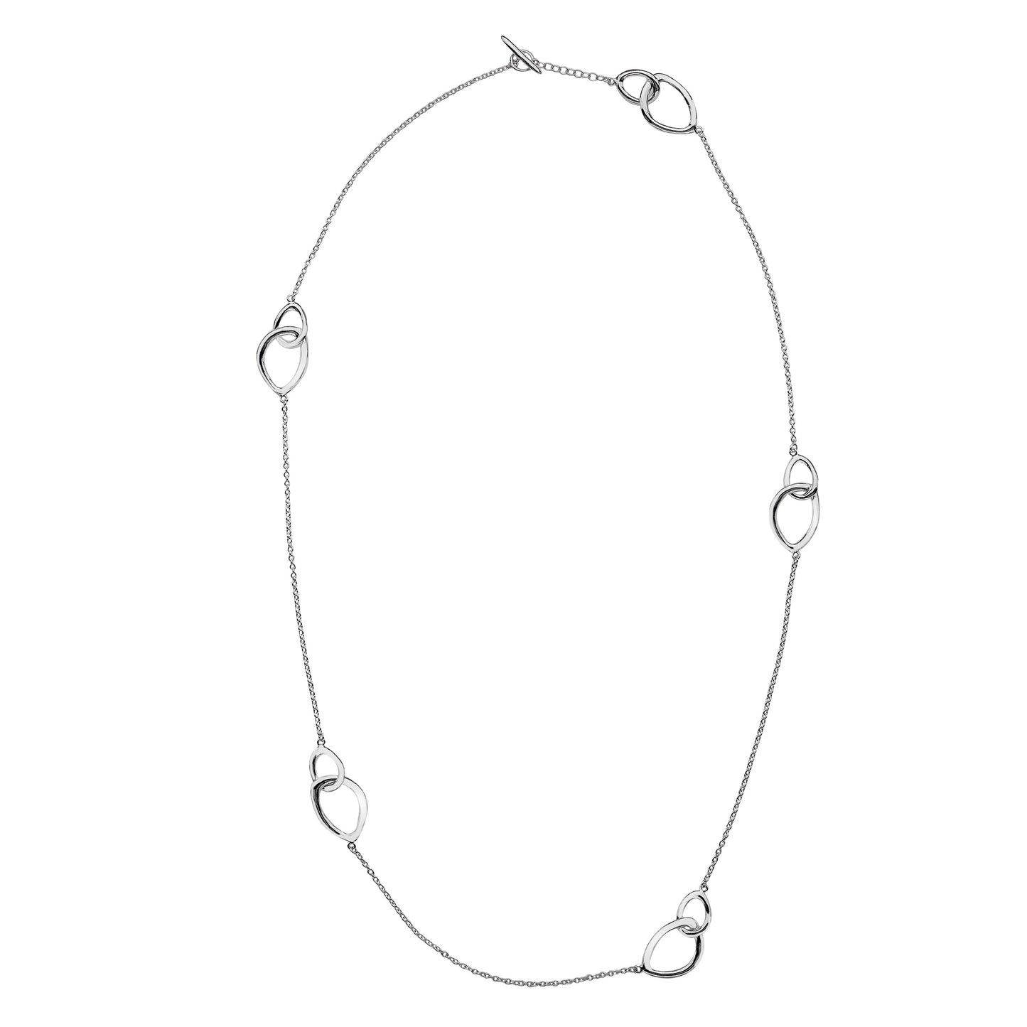 Silver organic loops long chain necklace Necklace Sea Gems Ltd   