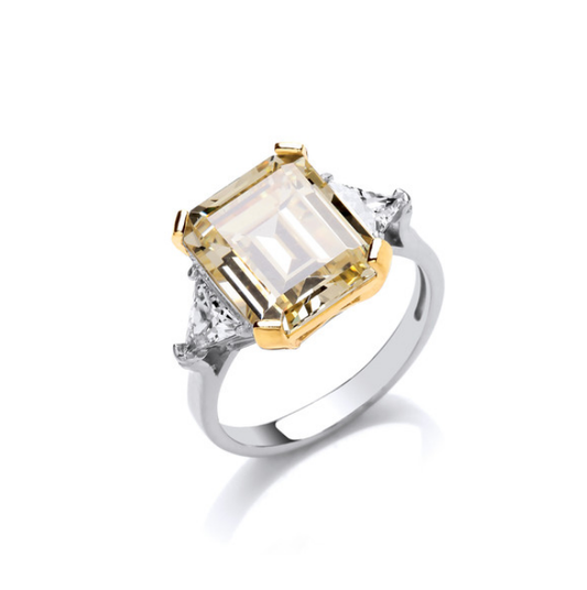 Silver Vintage vegas Ring with Citrine cubic zirconia Ring Cavendish French   