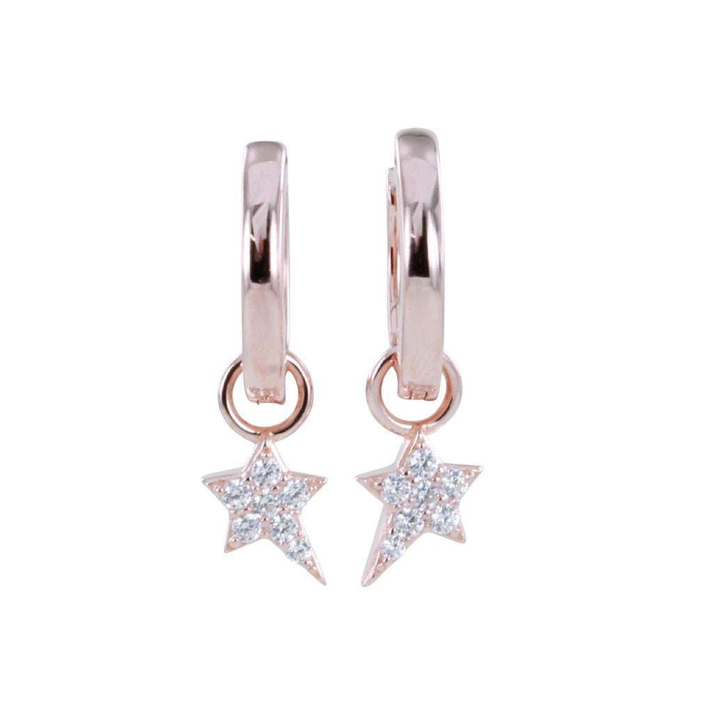 Rose gold cubic zirconia starry night hoop earrings Earrings Reeves & Reeves   