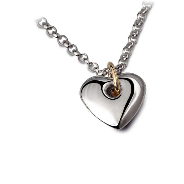 Silver & 9ct gold chunky heart pendant Pendant Church House   