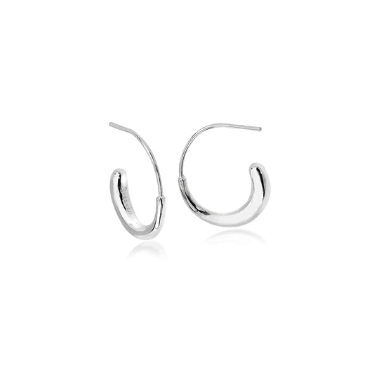 Silver organic drop hoop earrings Earrings Sea Gems Ltd   