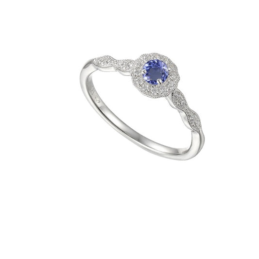 Silver Tanzanite and CZ cluster ring Ring Amore   