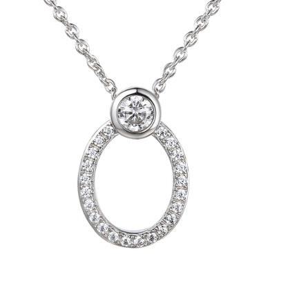 Silver CZ oval hoop pendant Pendant Amore   